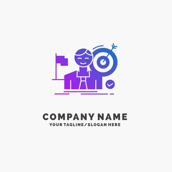 Negócio Objetivo Sucesso Mercado Sucesso Purple Business Logo Template Lugar —  Vetores de Stock