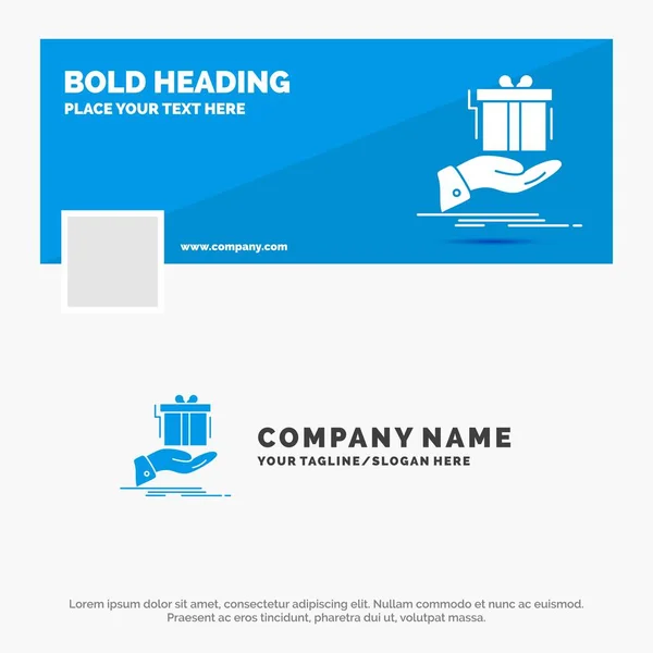 Modelo Azul Logotipo Negócio Para Presente Surpresa Solução Ideia Aniversário — Vetor de Stock