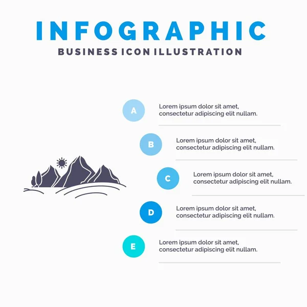 Colina Paisaje Naturaleza Montaña Sol Infografías Plantilla Para Sitio Web — Archivo Imágenes Vectoriales