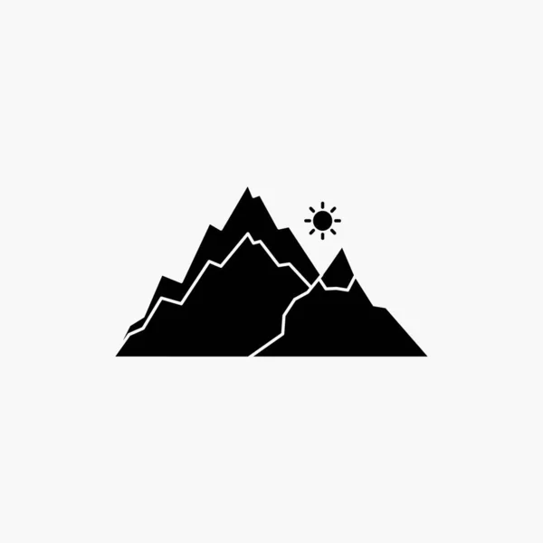 Berg Landschaft Hügel Natur Baum Glyphen Symbol Vektor Isolierte Abbildung — Stockvektor
