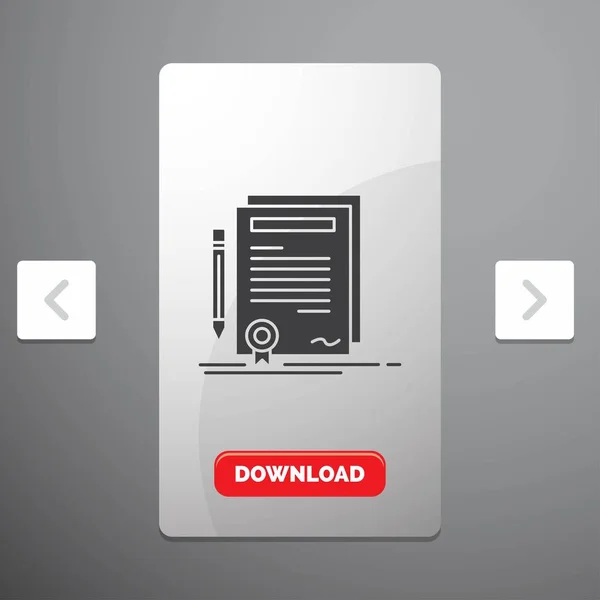 Business Certificate Contract Degree Document Glyph Icon Carousal Pagination Slider — стоковый вектор