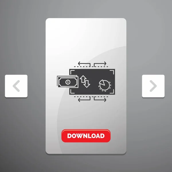 마케팅 페이지 슬라이더 디자인 다운로드 버튼에 아이콘 — 스톡 벡터