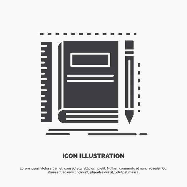 Book Notebook Notepad Pocket Sketching Icon Glyph Vector Gray Symbol — Stock Vector