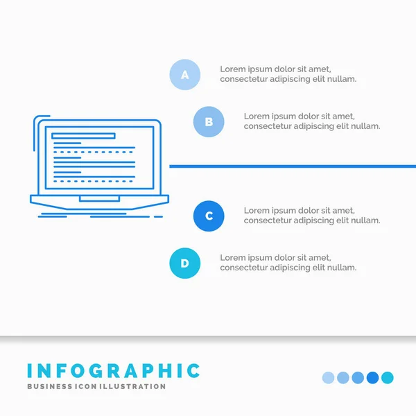 Código Codificación Ordenador Monobloque Ordenador Portátil Infografías Plantilla Para Sitio — Vector de stock