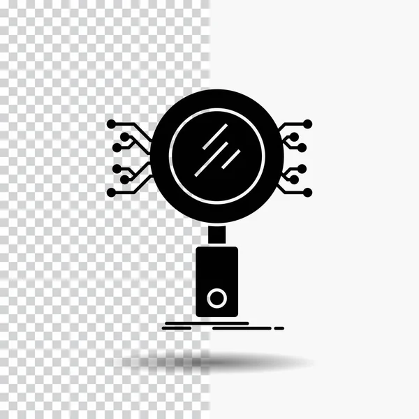 Анализ Поиск Информация Исследования Икона Безопасности Glyph Прозрачном Фоне Черная — стоковый вектор