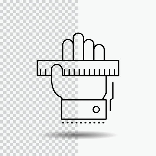 Utbildning Hand Lära Lärande Linjalen Linje Ikonen Transparent Bakgrund Svart — Stock vektor