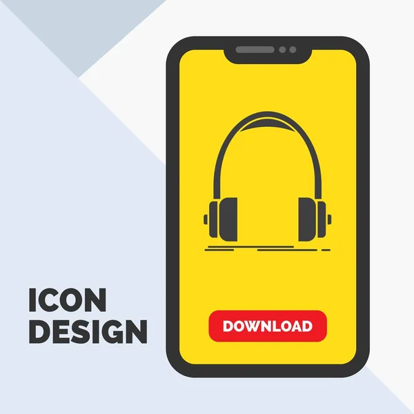 Audio Casque Écouteurs Moniteur Glyph Icône Studio Dans Mobile Pour — Image vectorielle