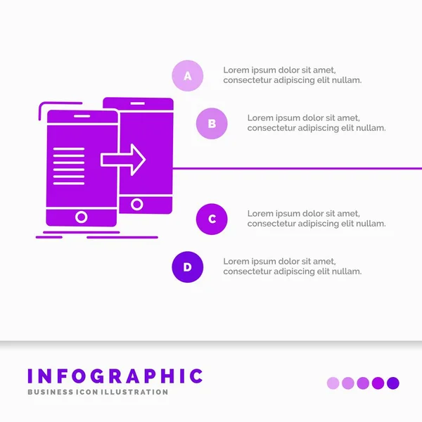 Data Sharing Sync Synization Syncing Infographics Template Website Presentation Glifo — Vector de stock