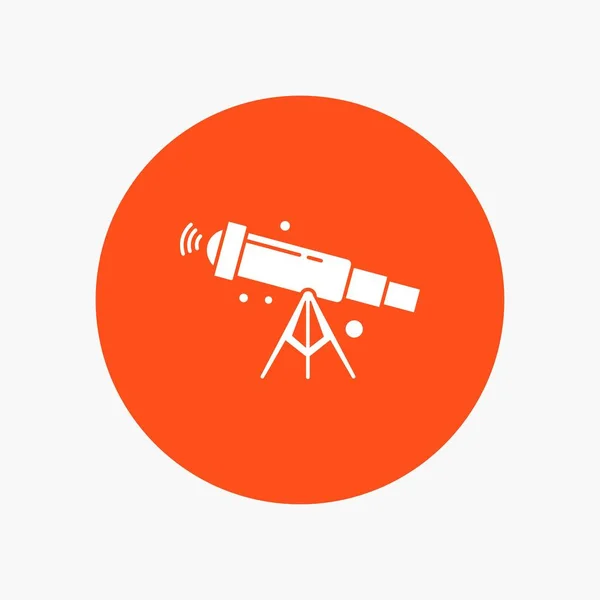 Телескоп Астрономія Простір Вигляд Масштаб Білий Гліф Іконка Колі Векторна — стоковий вектор