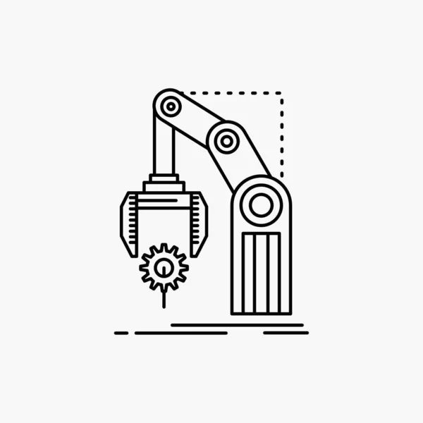 Automatisering Fabriek Hand Mechanisme Lijn Pictogram Pakket Vectorillustratie Geïsoleerd — Stockvector