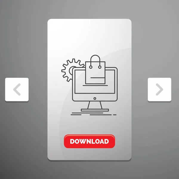 온라인 상거래 서비스 페이지 슬라이더 디자인 다운로드 버튼에 아이콘 — 스톡 벡터