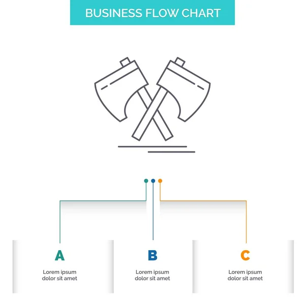 Топор Топор Инструмент Резак Викинг Business Flow Chart Design Ступенями — стоковый вектор