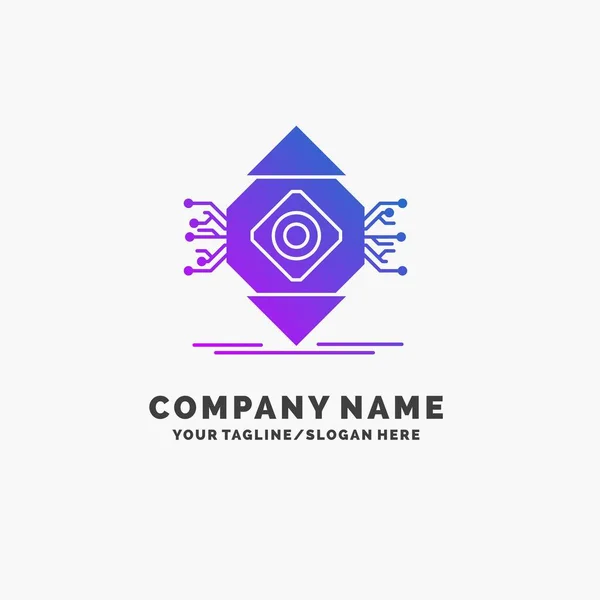 Ubicomp Computação Ubíquo Computador Conceito Purple Business Logo Template Lugar — Vetor de Stock