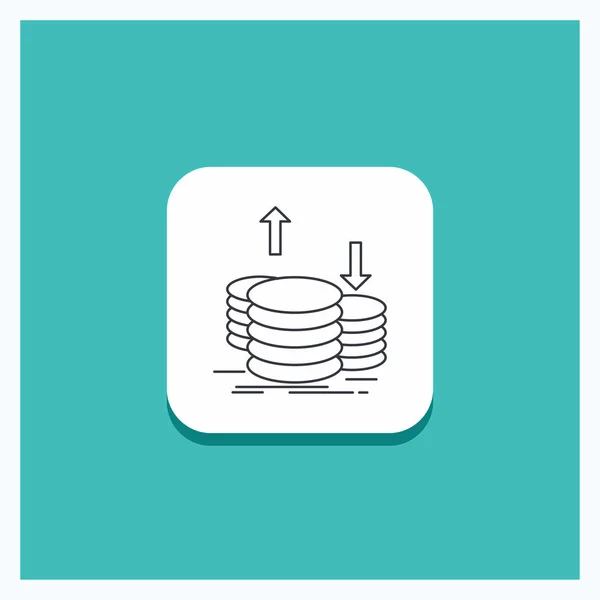 Ronde Knop Voor Munten Financiën Goud Hoofdstad Inkomen Lijn Pictogram — Stockvector