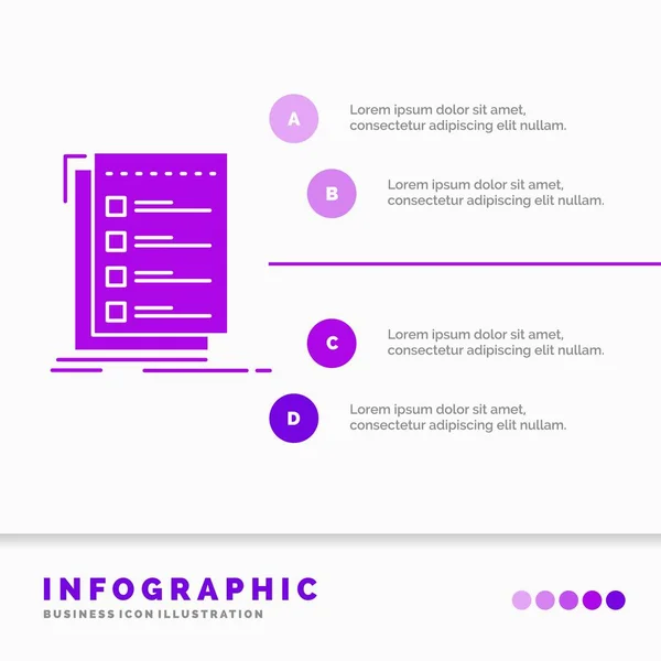 Verifique Checklist Lista Tarefa Para Fazer Infographics Template Website Presentation — Vetor de Stock