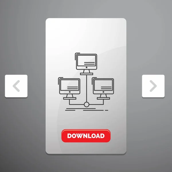 Database Distribuito Connessione Rete Computer Linea Icona Carousal Pagination Slider — Vettoriale Stock