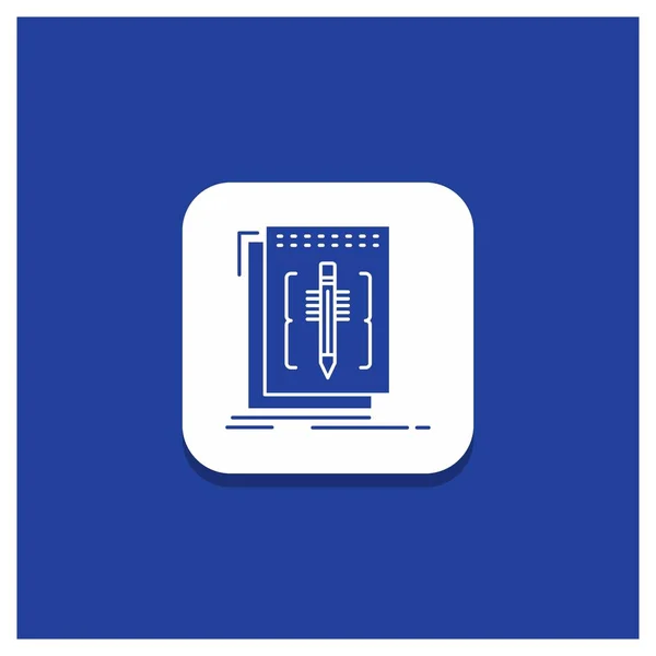 Blauer Runder Knopf Für Code Bearbeitung Editor Sprache Programmglyphen Symbol — Stockvektor