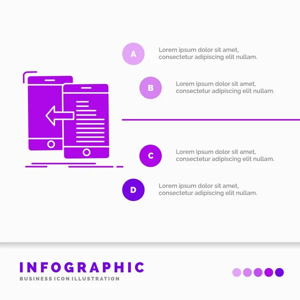 Överföring Mobil Data Management Flytta Infographics Mall För Webbplats Och — Stock vektor