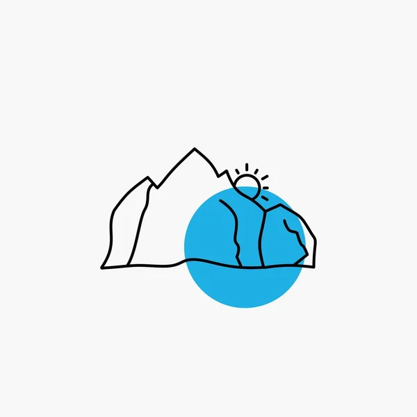 Hill Manzara Doğa Dağ Sahne Satırı Simgesi — Stok Vektör