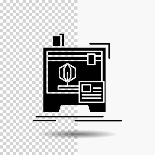 Dimensional Máquina Impresora Impresión Icono Glifo Sobre Fondo Transparente Icono — Vector de stock
