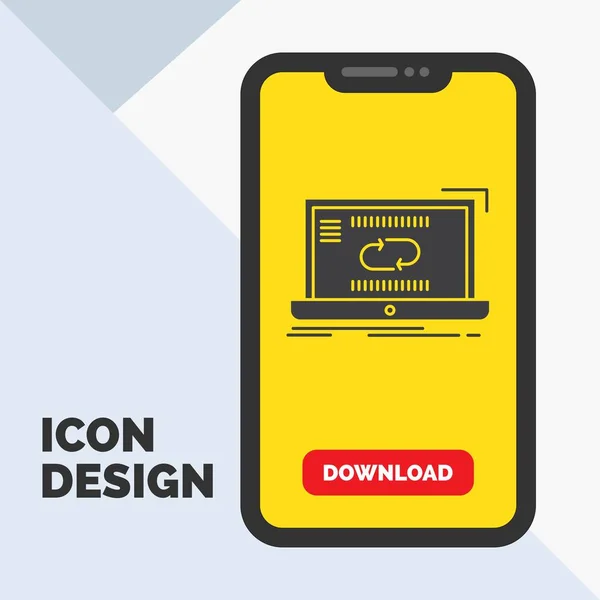 Comunicación Conexión Enlace Sincronización Sincronización Glyph Icon Mobile Para Página — Vector de stock