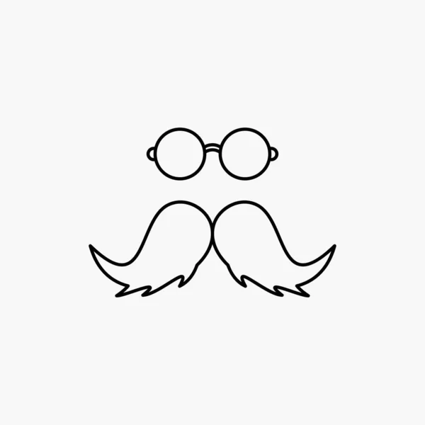Mustasch Hipster Movember Manliga Män Rad Ikon Isolerade Vektorillustration — Stock vektor
