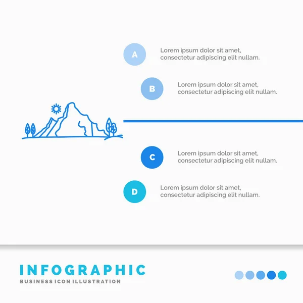 Berg Landschaft Hügel Natur Baum Infografik Vorlage Für Website Und — Stockvektor