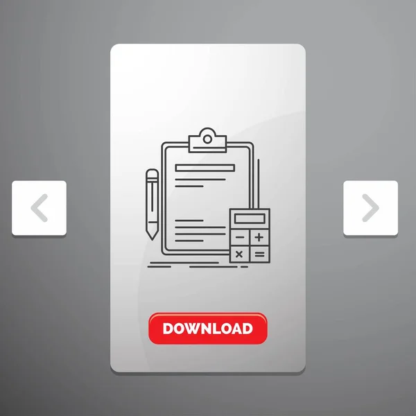 Buchhaltung Bankwesen Rechner Finanzen Prüfungszeilensymbol Karussell Schieberegler Design Roter Download — Stockvektor