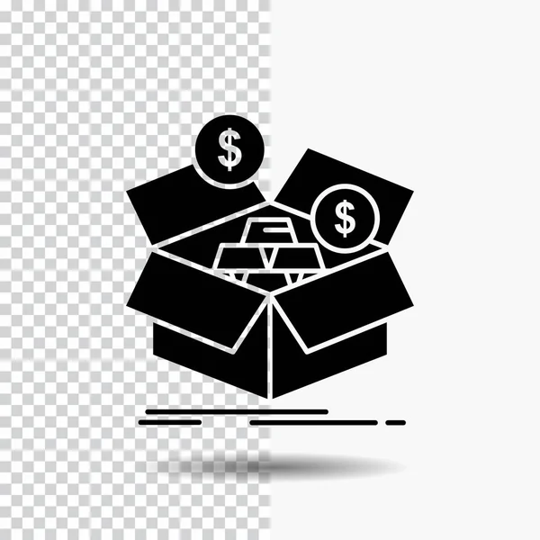 Ersparnisse Schachtel Budget Geld Wachstumssymbole Auf Transparentem Hintergrund Schwarzes Symbol — Stockvektor