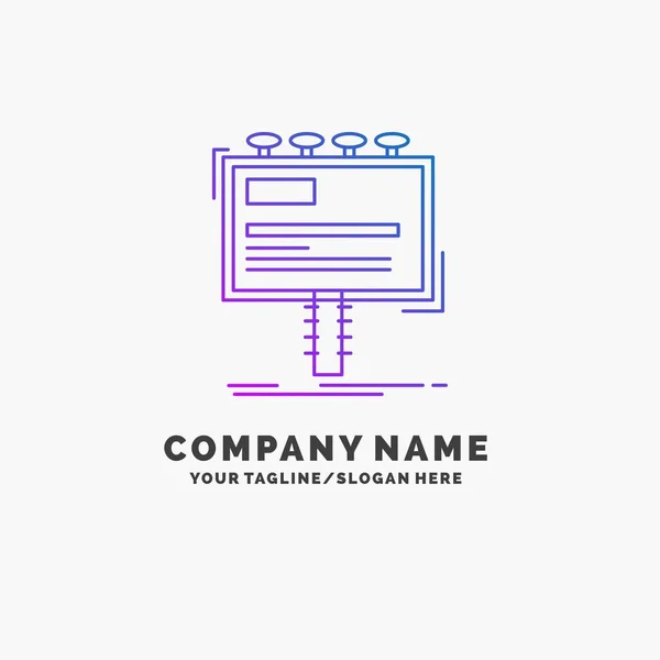 Pubblicità Pubblicità Cartellone Pubblicitario Promozionale Purple Business Logo Template Luogo — Vettoriale Stock