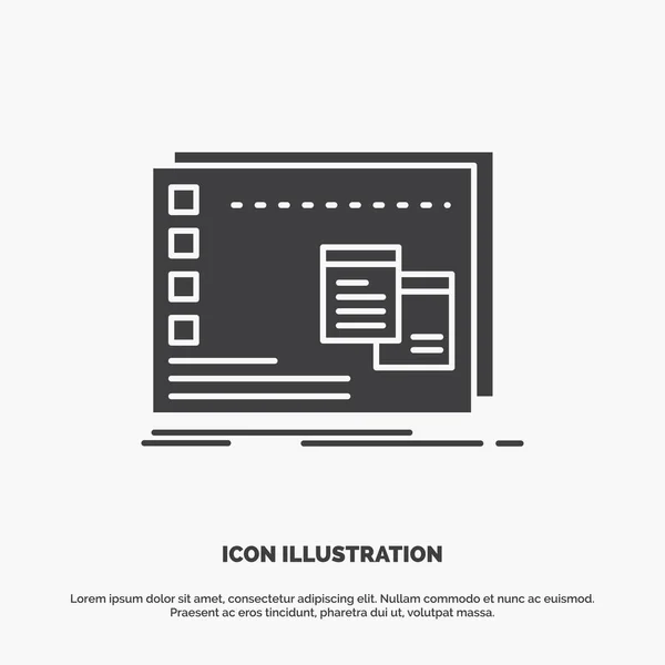 Fenêtre Mac Opérationnel Programme Icône Symbole Gris Vectoriel Glyphe Pour — Image vectorielle