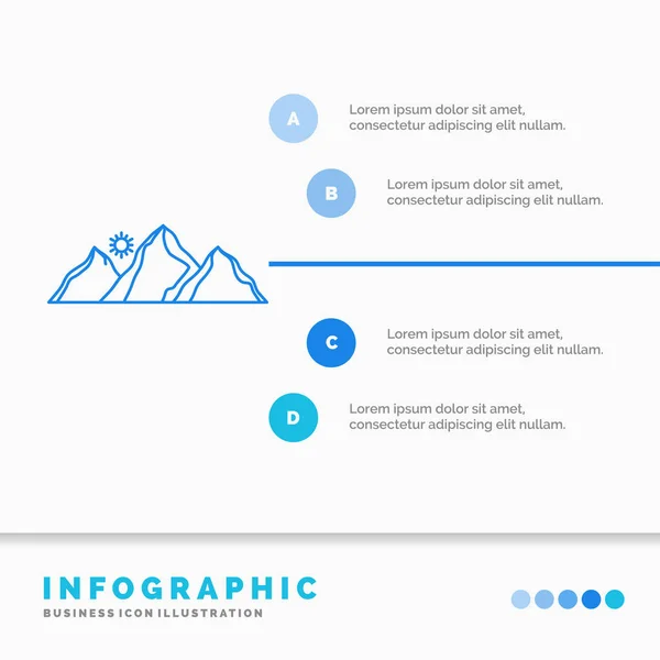 Hügel Landschaft Natur Berg Sonne Infografik Vorlage Für Website Und — Stockvektor