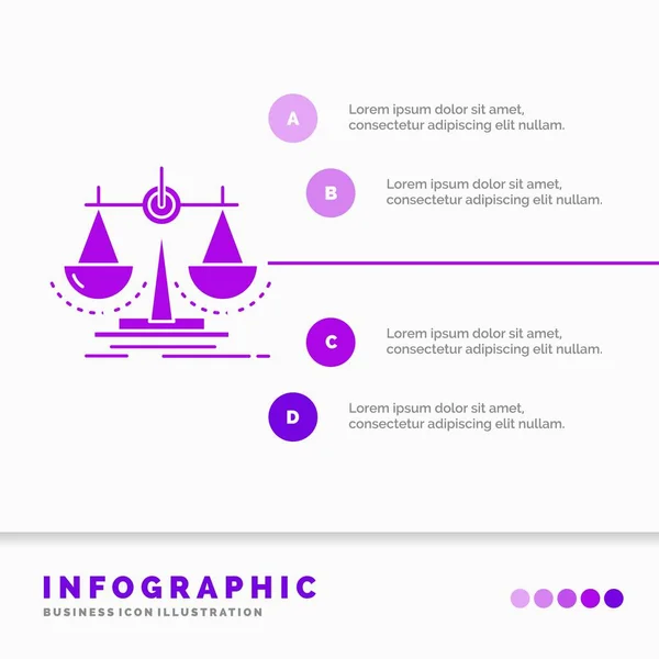 Equilíbrio Decisão Justiça Lei Escala Infographics Template Website Presentation Ilustração — Vetor de Stock