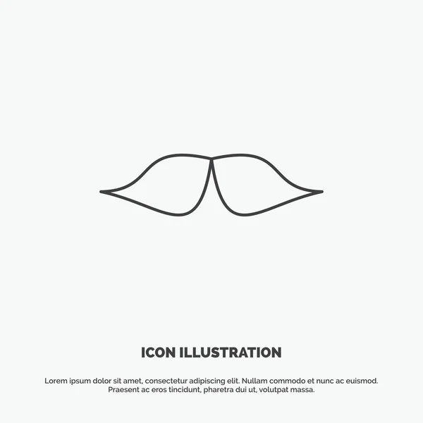 Moustache Hipster Movember Mâle Hommes Icône Symbole Gris Vectoriel Ligne — Image vectorielle