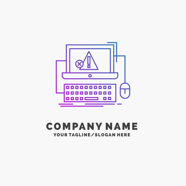 Computer Crash Fout Fout Paarse Business Logo Template Systeem Plaats — Stockvector