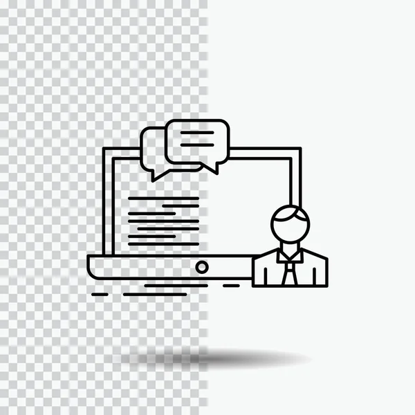 training, course, online, computer, chat Line Icon on Transparent Background. Black Icon Vector Illustration