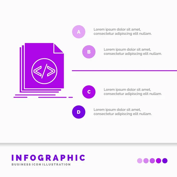 Код Кодирование Файл Программирование Скрипт Графика Инфографическая Иллюстрация Стиле Иконки — стоковый вектор