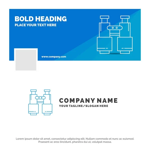 Blue Business Logo Template Para Binóculos Encontrar Procurar Explorar Acampar — Vetor de Stock