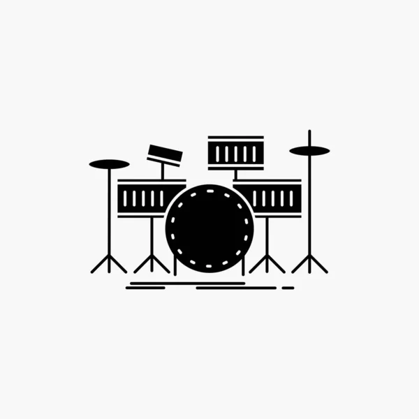 Tambor Bateria Instrumento Kit Musical Glyph Icon Ilustração Isolada Vetor — Vetor de Stock