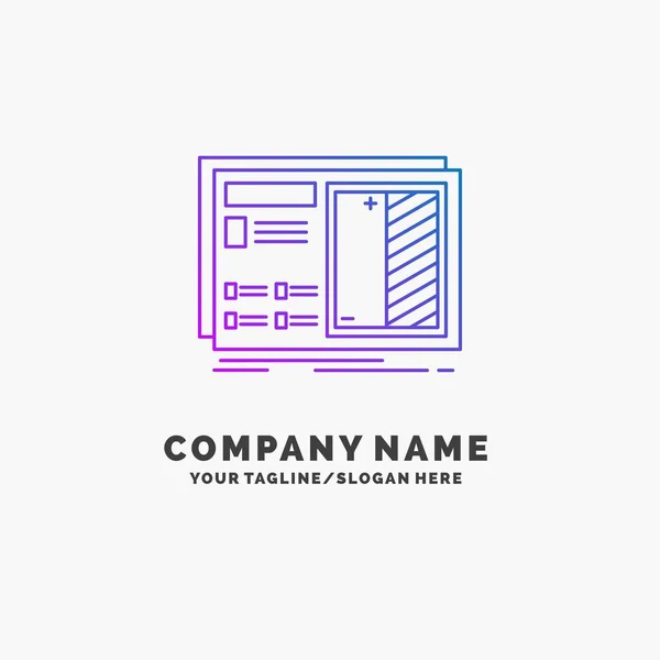 Blauwdruk Design Tekening Plan Prototype Paarse Business Logo Template Plaats — Stockvector