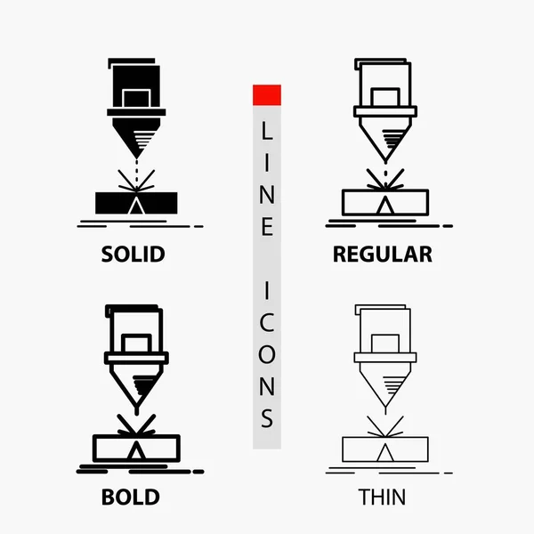 Corte Ingeniería Fabricación Láser Acero Icono Delgado Regular Línea Audaz — Vector de stock