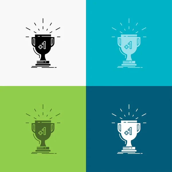 Award Trophy Win Prize First Icon Various Background Glyph Style — Stock Vector