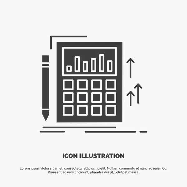 Accounting Audit Banking Calculation Calculator Icon Glyph Vector Gray Symbol — Stock Vector