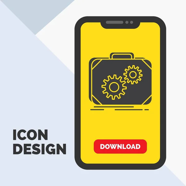 Maleta Caso Produção Progresso Trabalho Glyph Icon Mobile Para Download —  Vetores de Stock