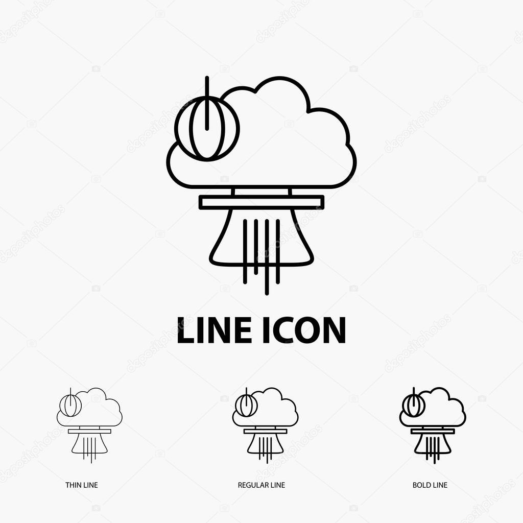Bomb, explosion, nuclear, special, war Icon in Thin, Regular and Bold Line Style. Vector illustration