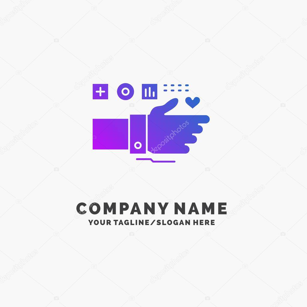 Monitoring, Technology, Fitness, Heart, Pulse Purple Business Logo Template. Place for Tagline.