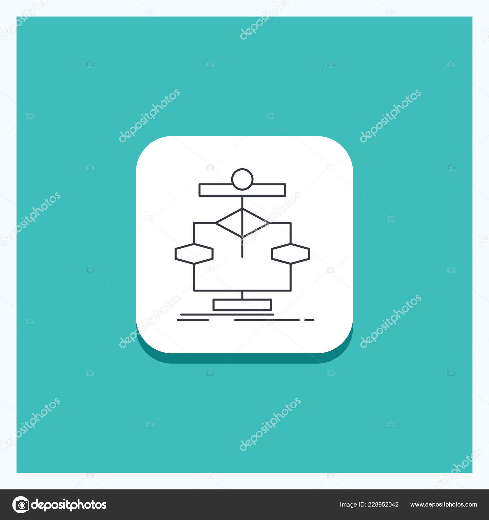 Button Algorithm Chart Data Diagram Flow Line Icon Turquoise Background ...