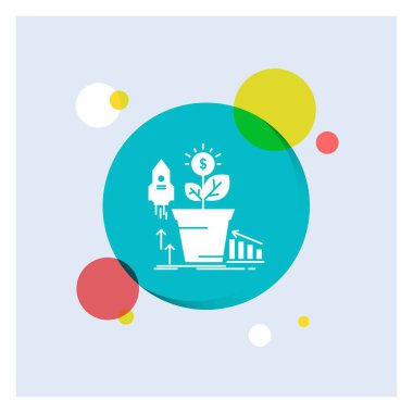 Finans, finansal, büyüme, para, kar beyaz glif simgesi renkli daire arka plan