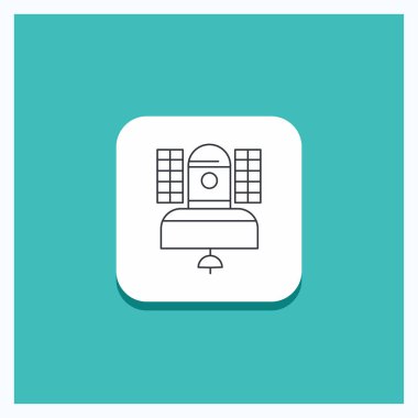 Uydu, yayın, yayın, iletişim, telekomünikasyon satırı simgesi turkuaz arka plan için yuvarlak düğmesi