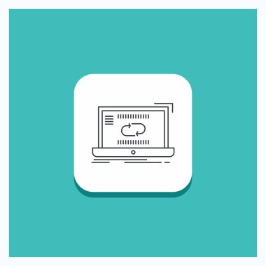 Yuvarlak düğmesi için iletişim, bağlantı, bağlantı, eşitleme, eşitleme satırı simgesi turkuaz arka plan